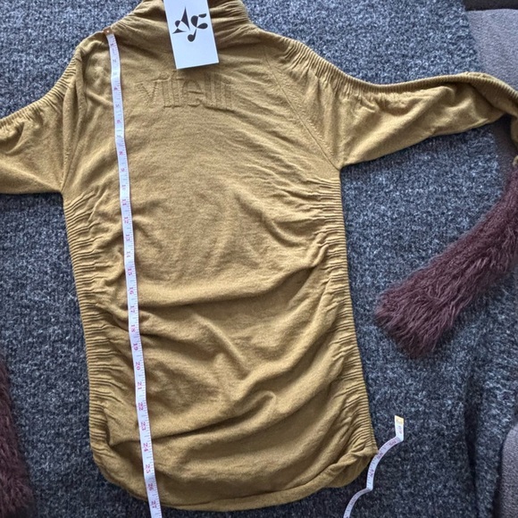 NWT Vitelli Italy Sz 4 S Green Cashmere Blend Turtleneck With Brown Fur Sleeves - Picture 10 of 10